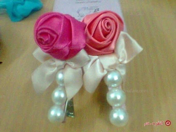 آموزش گام به گام گل رز با روبان 