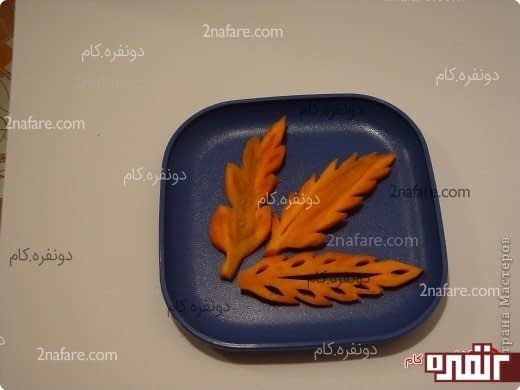 تزیین غذا با هویج به شکل برگ