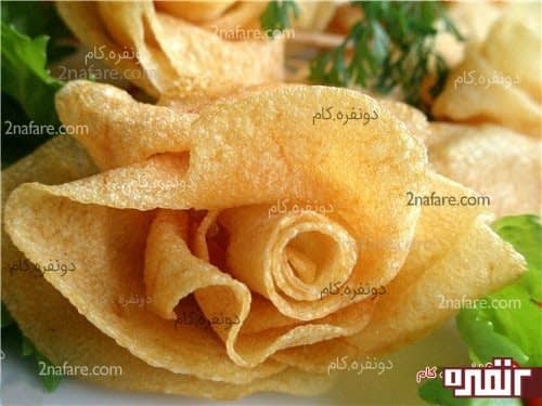تزیین غذا با گل رز سیب زمینی