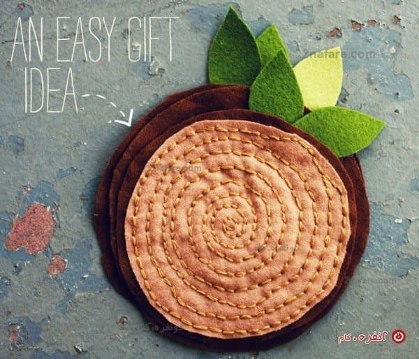 زیر لیوانی با طرح مقطع درخت، هدیه ای ساده