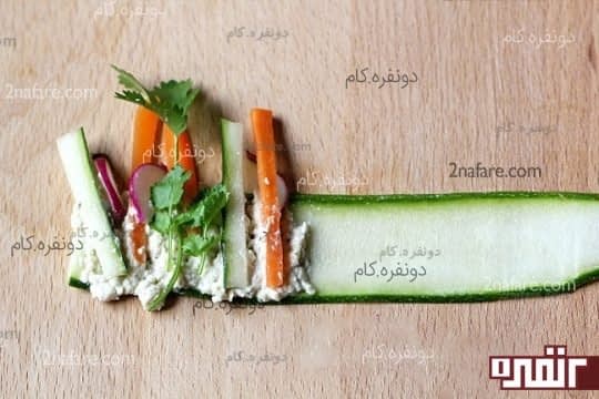 سبزیجات رو ابتدای ورقه بچینید