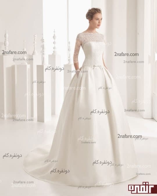 لباس عروس زیبا با دامن پفی ساده