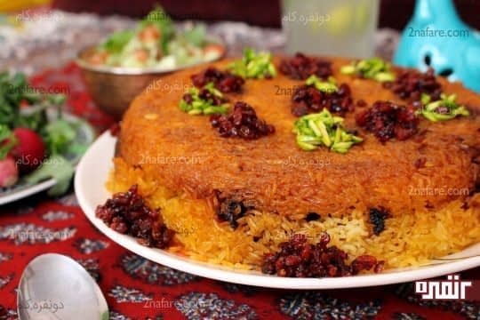 تهچین مرغ و بادمجان 2